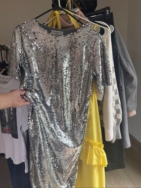 Silver Sequin Midi Dress